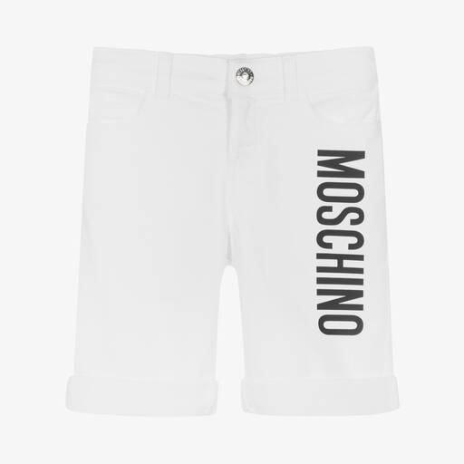 Moschino Kid-Teen-Boys White Twill Logo Shorts | Childrensalon Outlet