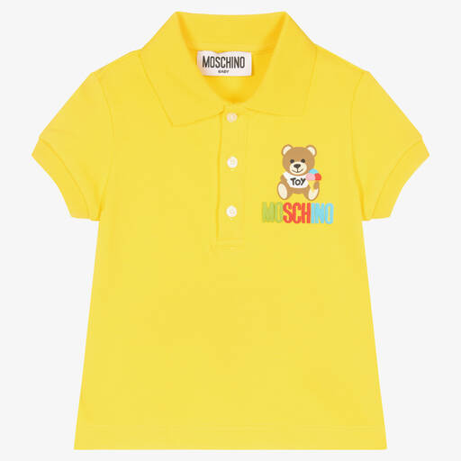 Moschino Baby-Boys Yellow Cotton Polo Shirt | Childrensalon Outlet