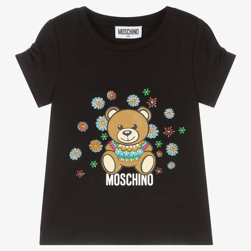 Moschino Kid-Teen-Schwarzes Strass-Baumwoll-T-Shirt | Childrensalon Outlet