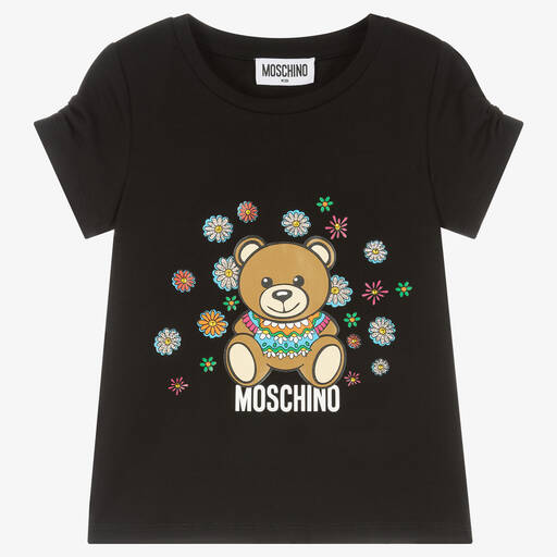 Moschino Kid-Teen-Girls Black Cotton Diamanté T-Shirt | Childrensalon Outlet