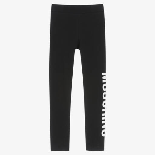 Moschino Kid-Teen-Girls Black Cotton Leggings | Childrensalon Outlet