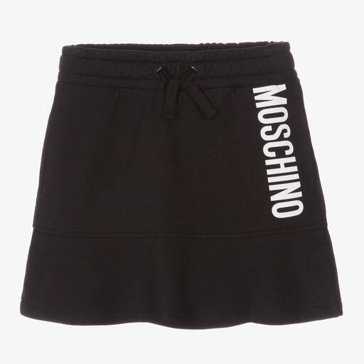 Moschino Kid-Teen-Girls Black Cotton Logo Skirt | Childrensalon Outlet