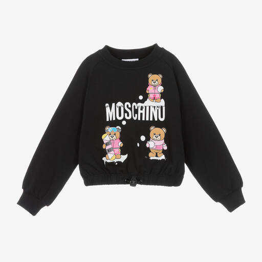 Moschino Kid-Teen-Girls Black Cotton Logo Sweatshirt | Childrensalon Outlet