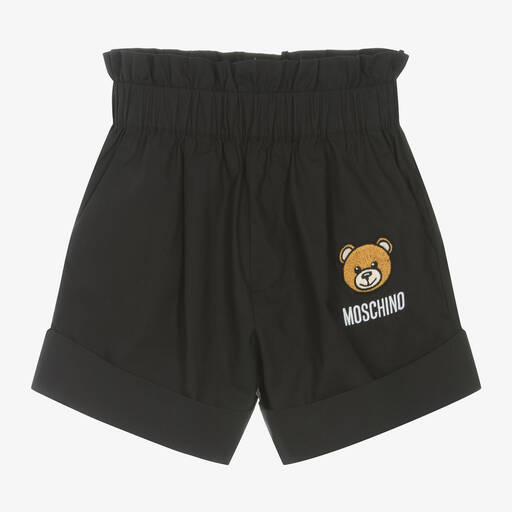 Moschino Кид-Тин-Girls Black Cotton Patch Shorts | Childrensalon Outlet