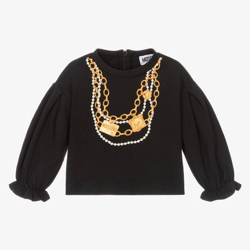Moschino Baby-Girls Black Cotton Sweatshirt | Childrensalon Outlet