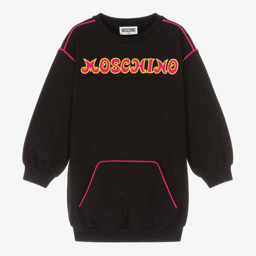 Moschino Kid-Teen-Girls Black Cotton Sweatshirt Dress | Childrensalon Outlet