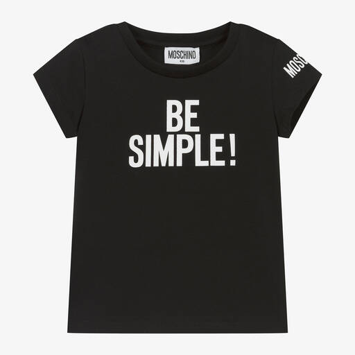 Moschino Kid-Teen-Girls Black Cotton T-Shirt | Childrensalon Outlet