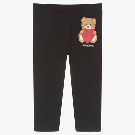 Moschino Baby-Schwarze Teddybär-Baumwoll-Leggings | Childrensalon Outlet