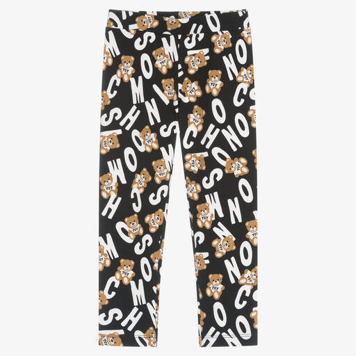 Moschino Kid-Teen-ليغنغز قطن جيرسي لون أسود للبنات | Childrensalon Outlet