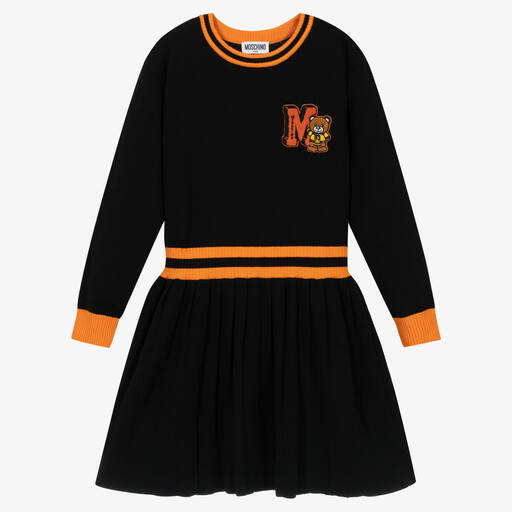 Moschino Kid-Teen-Girls Black Cotton & Wool Knit Dress | Childrensalon Outlet