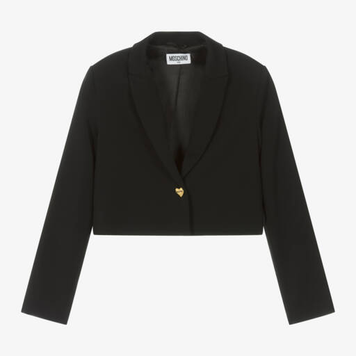 Moschino Kid-Teen-Girls Black Crepe Cropped Jacket | Childrensalon Outlet