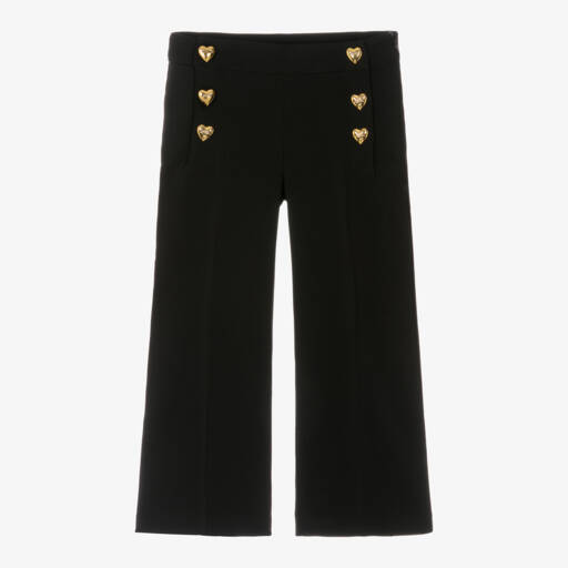 Moschino Kid-Teen-Girls Black Elegant Wide-Leg Trousers | Childrensalon Outlet