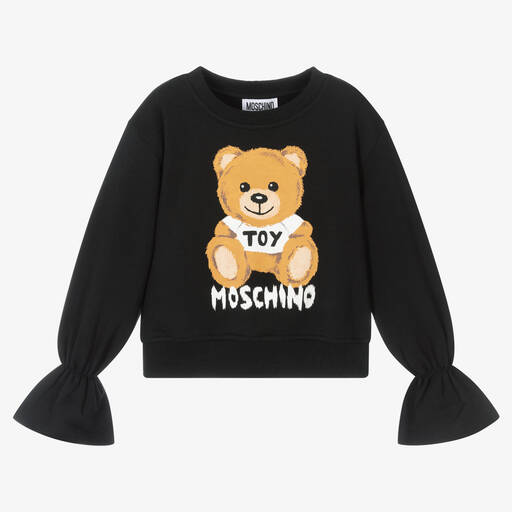 Moschino Kid-Teen-سويتشيرت قطن جيرسي لون أسود للبنات | Childrensalon Outlet