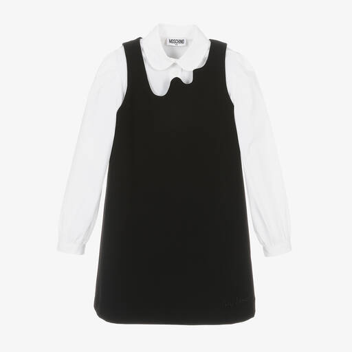 Moschino Kid-Teen-طقم فستان بينافور قطن بوبلين لون أسود | Childrensalon Outlet