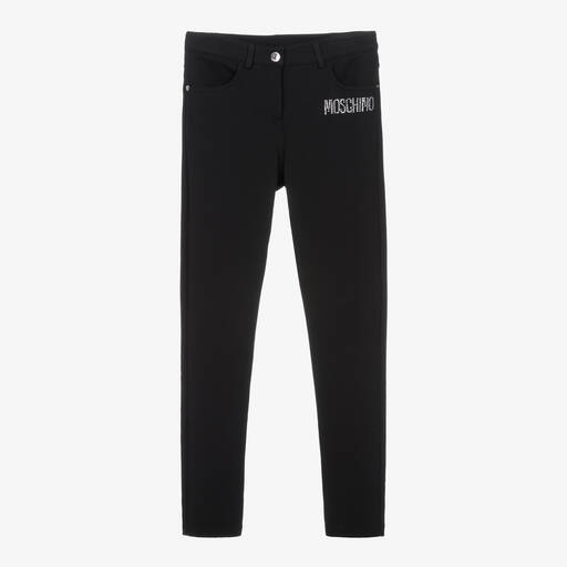 Moschino Кид-Тин-Girls Black Viscose Jersey Logo Jeans | Childrensalon Outlet