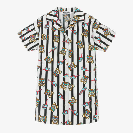 Moschino Кид-Тин-Girls Black & White Stripe Bear Dress | Childrensalon Outlet