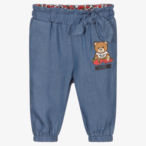 Moschino Baby-Girls Blue Chambray Trousers | Childrensalon Outlet