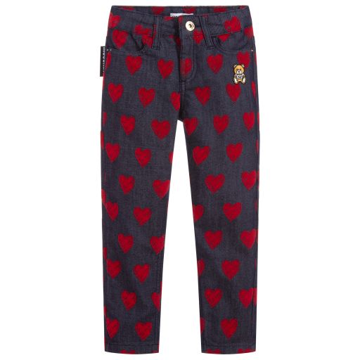 Moschino Кид-Тин-Girls Blue Denim Logo Jeans | Childrensalon Outlet