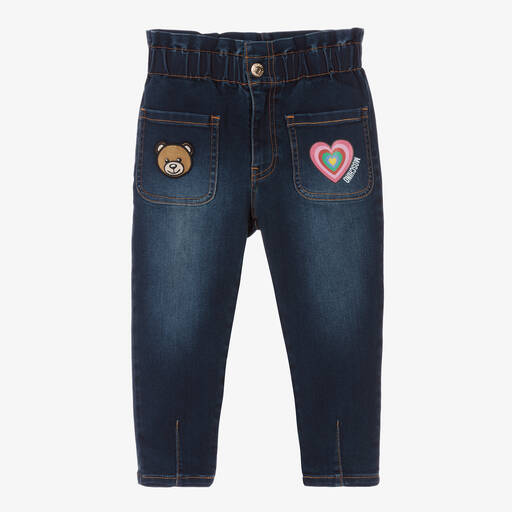 Moschino Kid-Teen-Girls Blue Teddy Denim Jeans | Childrensalon Outlet