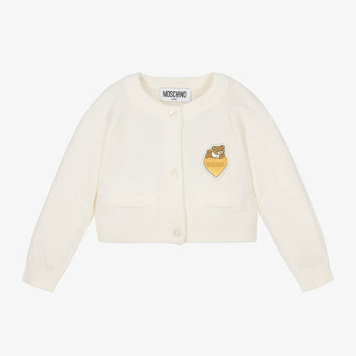 Moschino Baby-Girls Cream Wool Blend Cardigan | Childrensalon Outlet