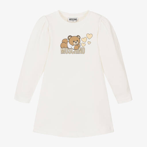 Moschino Kid-Teen-Girls Ivory Bear Heart Dress | Childrensalon Outlet