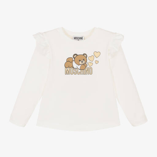 Moschino Кид-Тин-Girls Ivory Bear Jersey Top | Childrensalon Outlet