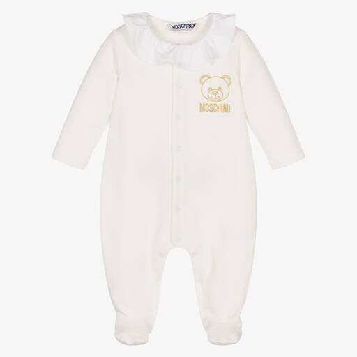 Moschino Baby-بيبي غرو قطن جيرسي لون عاجي للمولودات | Childrensalon Outlet