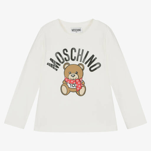 Moschino Kid-Teen-توب قطن جيرسي لون عاجي للبنات | Childrensalon Outlet