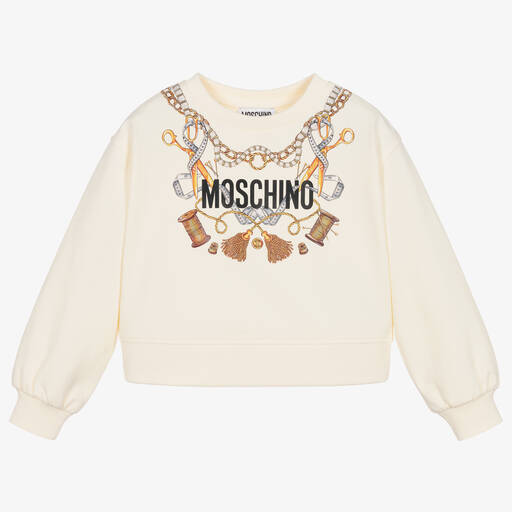 Moschino Kid-Teen-Baumwoll-Sweatshirt Elfenbein | Childrensalon Outlet