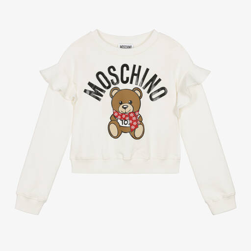 Moschino Kid-Teen-سويتشيرت بطبعة تيدي بير قطن جيرسي لون عاجي | Childrensalon Outlet