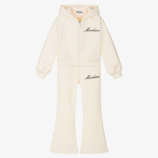 Moschino Kid-Teen-Girls Ivory Cotton Tracksuit | Childrensalon Outlet