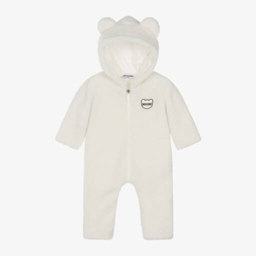 Moschino Baby-أفرول شتوي تيدي فليس لون عاجي للأطفال | Childrensalon Outlet