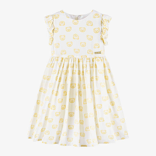Moschino Kid-Teen-Girls Ivory & Gold Teddy Bear Dress | Childrensalon Outlet