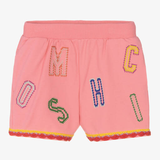 Moschino Kid-Teen-Rosa Baumwollshorts mit Stickerei | Childrensalon Outlet