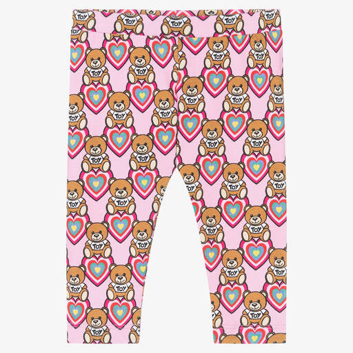 Moschino Baby-Girls Pink Cotton Leggings | Childrensalon Outlet