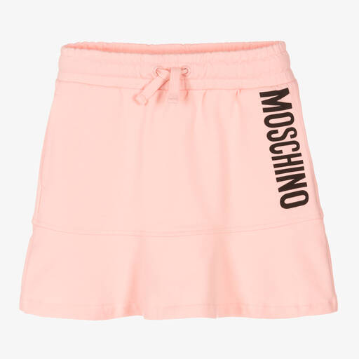 Moschino Kid-Teen-Girls Pink Cotton Logo Skirt | Childrensalon Outlet