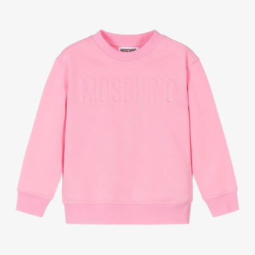 Moschino Кид-Тин-Girls Pink Cotton Logo Sweatshirt | Childrensalon Outlet