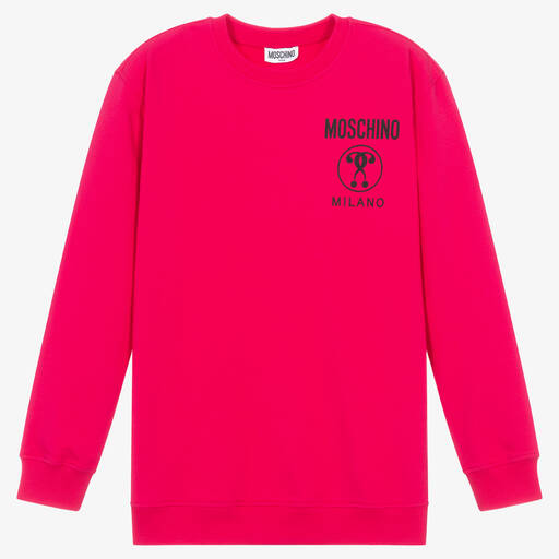 Moschino Kid-Teen-Girls Pink Cotton Logo Sweatshirt | Childrensalon Outlet