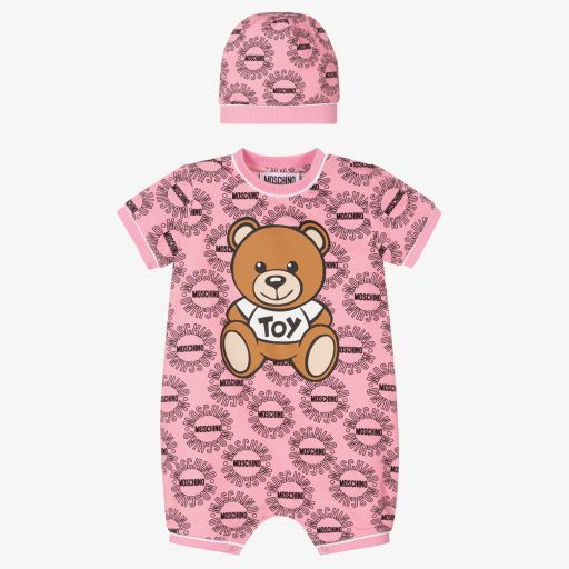 Moschino Baby-Girls Pink Cotton Shortie Set | Childrensalon Outlet