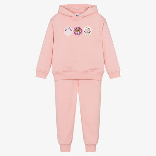 Moschino Kid-Teen-Rosa Teddy-Baumwoll-Trainingsanzug | Childrensalon Outlet