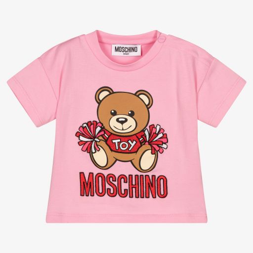 Moschino Baby-Girls Pink Cotton T-Shirt | Childrensalon Outlet