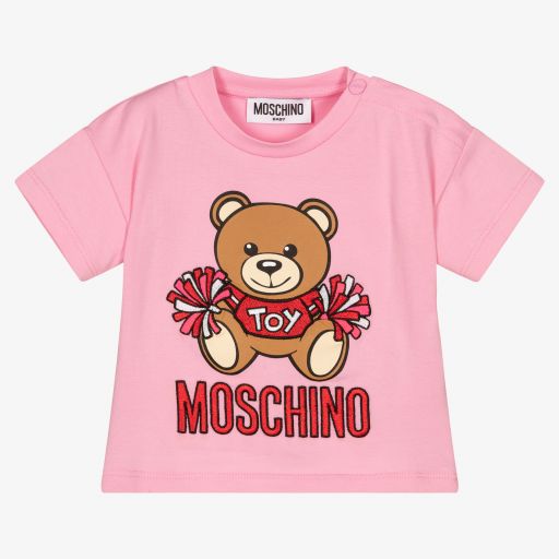 Moschino Baby-تيشيرت أطفال بناتي قطن جيرسي لون زهري | Childrensalon Outlet