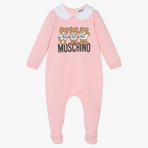 Moschino Baby-Grenouillère coton rose Teddy Bear | Childrensalon Outlet