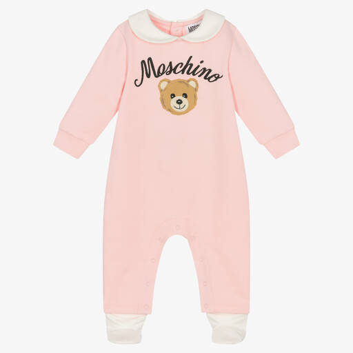 Moschino Baby-أفرول بيبي غرو بطبعة تيدي بير قطن جيرسي لون زهري  | Childrensalon Outlet