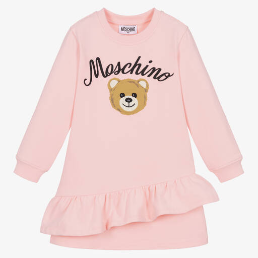 Moschino Kid-Teen-Rosa Kleid mit Teddy für Mädchen | Childrensalon Outlet