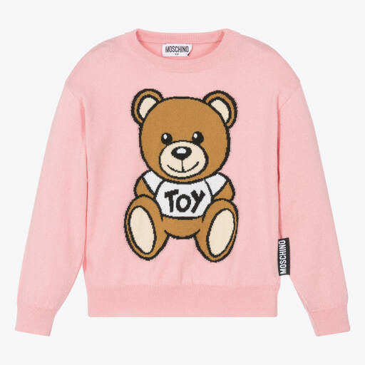 Moschino Kid-Teen-Rosa Baumwoll- & Woll-Teddypullover | Childrensalon Outlet