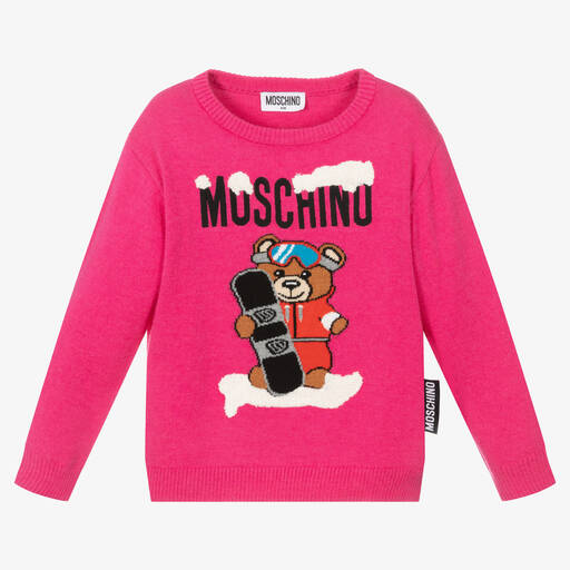 Moschino Kid-Teen-كنزة مزيح صوف وقطن لون زهري للبنات | Childrensalon Outlet