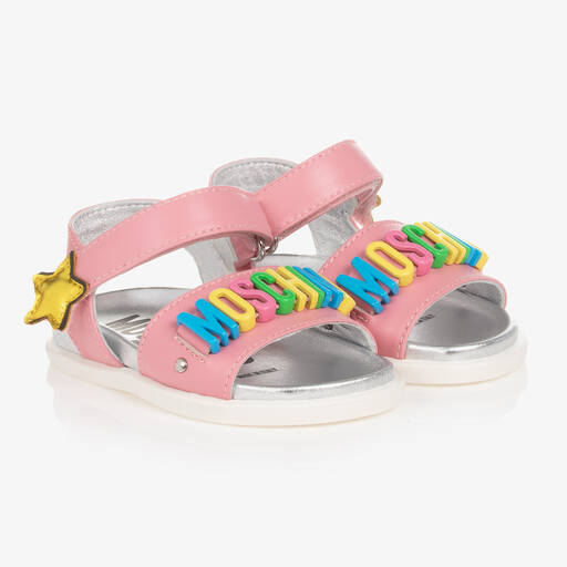 Moschino Kid-Teen-Girls Pink Star Buckle Sandals | Childrensalon Outlet