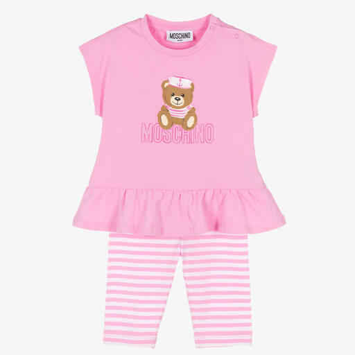 Moschino Baby-طقم ليغنغز أطفال بناتي قطن جيرسي لون زهري | Childrensalon Outlet