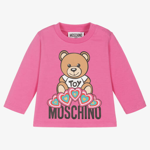 Moschino Baby-Girls Pink Teddy Bear Top | Childrensalon Outlet